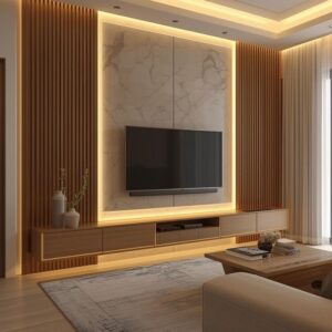 Siena Marble & Matte Neutral Media Wall